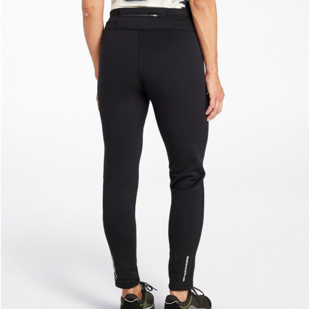 L.L. Bean Womens M-REG PrimaLoft ThermaStretch Fleece Leggings Mid Rise Black